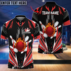BlueJose Bowling And Pins Thunder Pattern Multicolor Personalized Name 3D Shirt, Personalized Shirts For Bowling Players