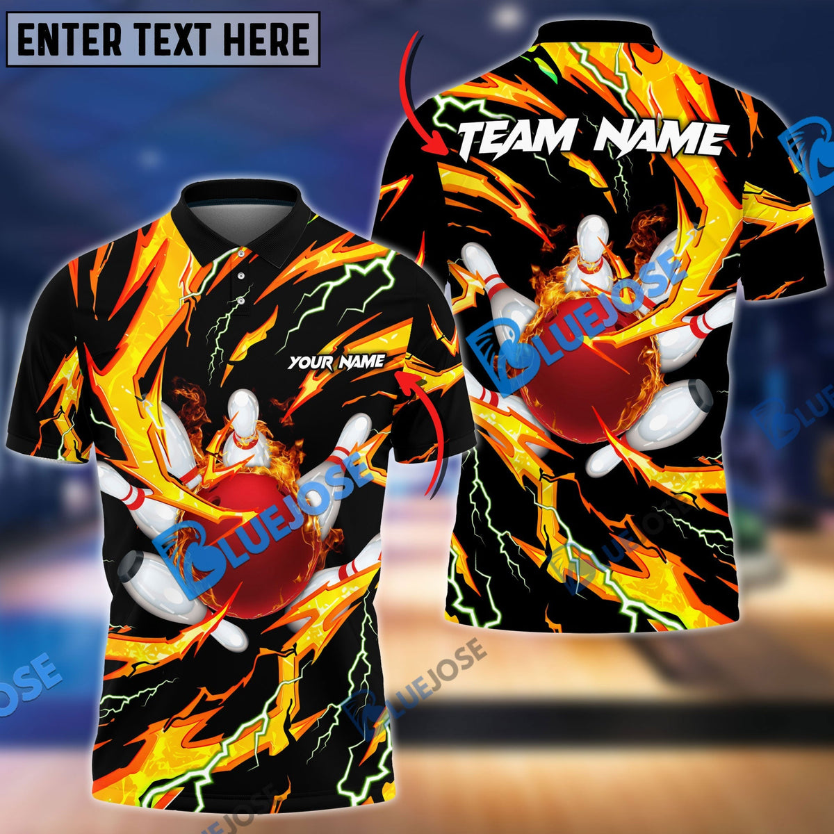 BlueJose Bowling And Pins Super Thunder Aura Customized Name 3D Shirt (4 Colors)