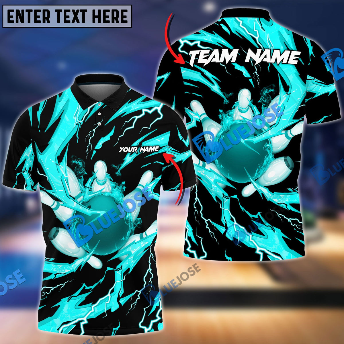 BlueJose Bowling And Pins Super Thunder Aura Customized Name 3D Shirt (4 Colors)