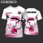 BlueJose Bowling Pink Customized Name, Team Name 3D Shirt