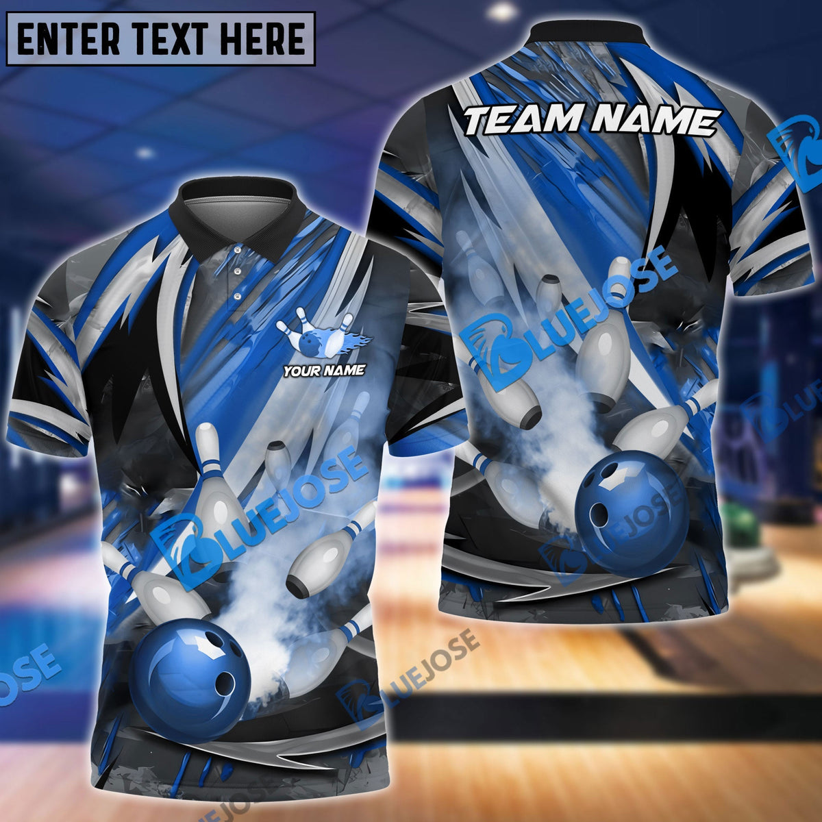 BlueJose Bowling And Pins Dejavu Drift Multicolor Customized Name 3D Shirt (4 Colors)