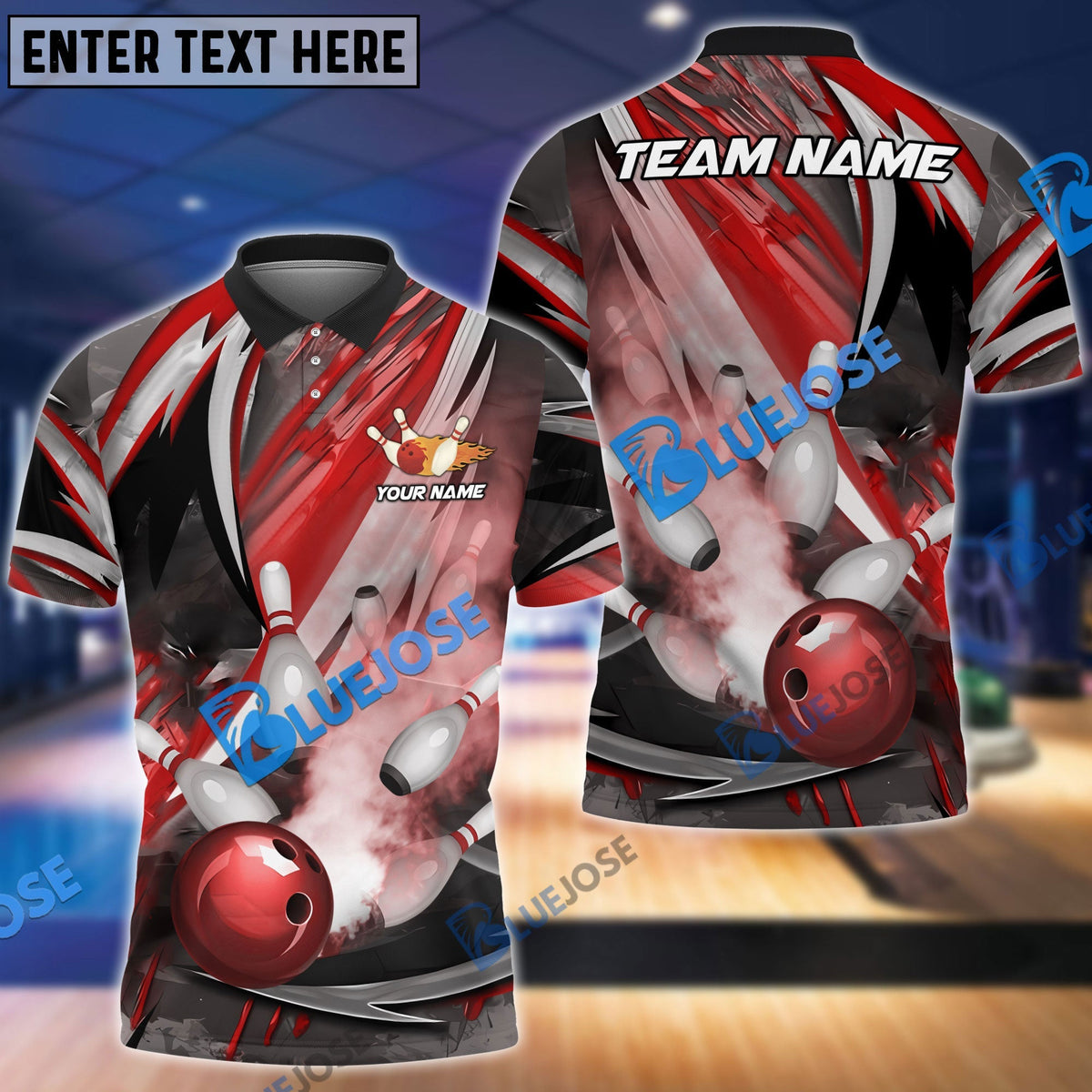BlueJose Bowling And Pins Dejavu Drift Multicolor Customized Name 3D Shirt (4 Colors)