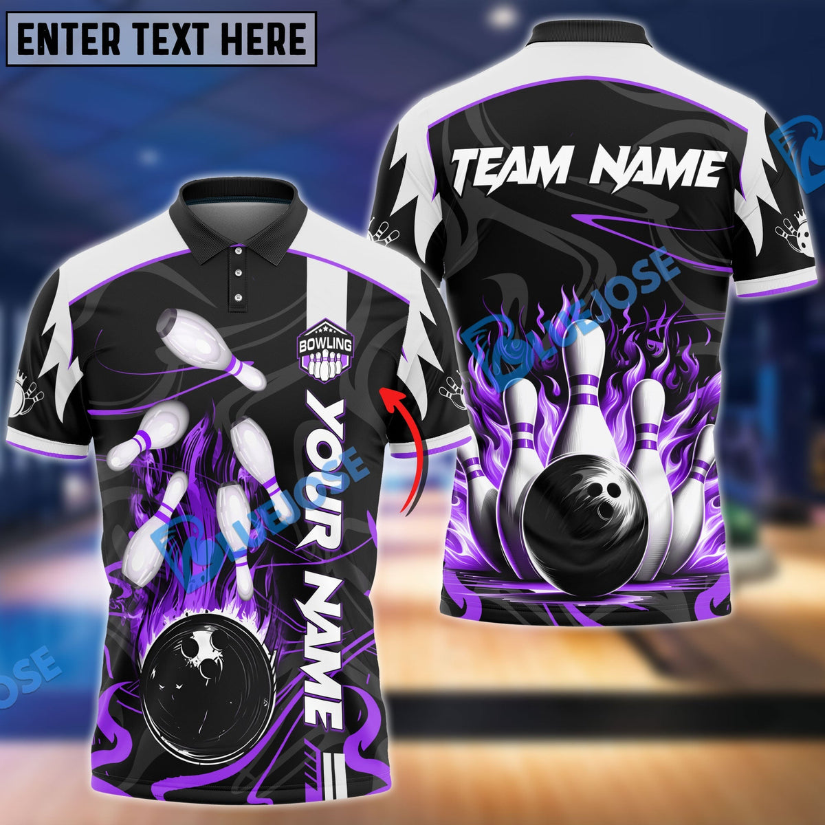 BlueJose Bowling And Pins Vengeful Flame Customized Name 3D Shirt (6 Colors)