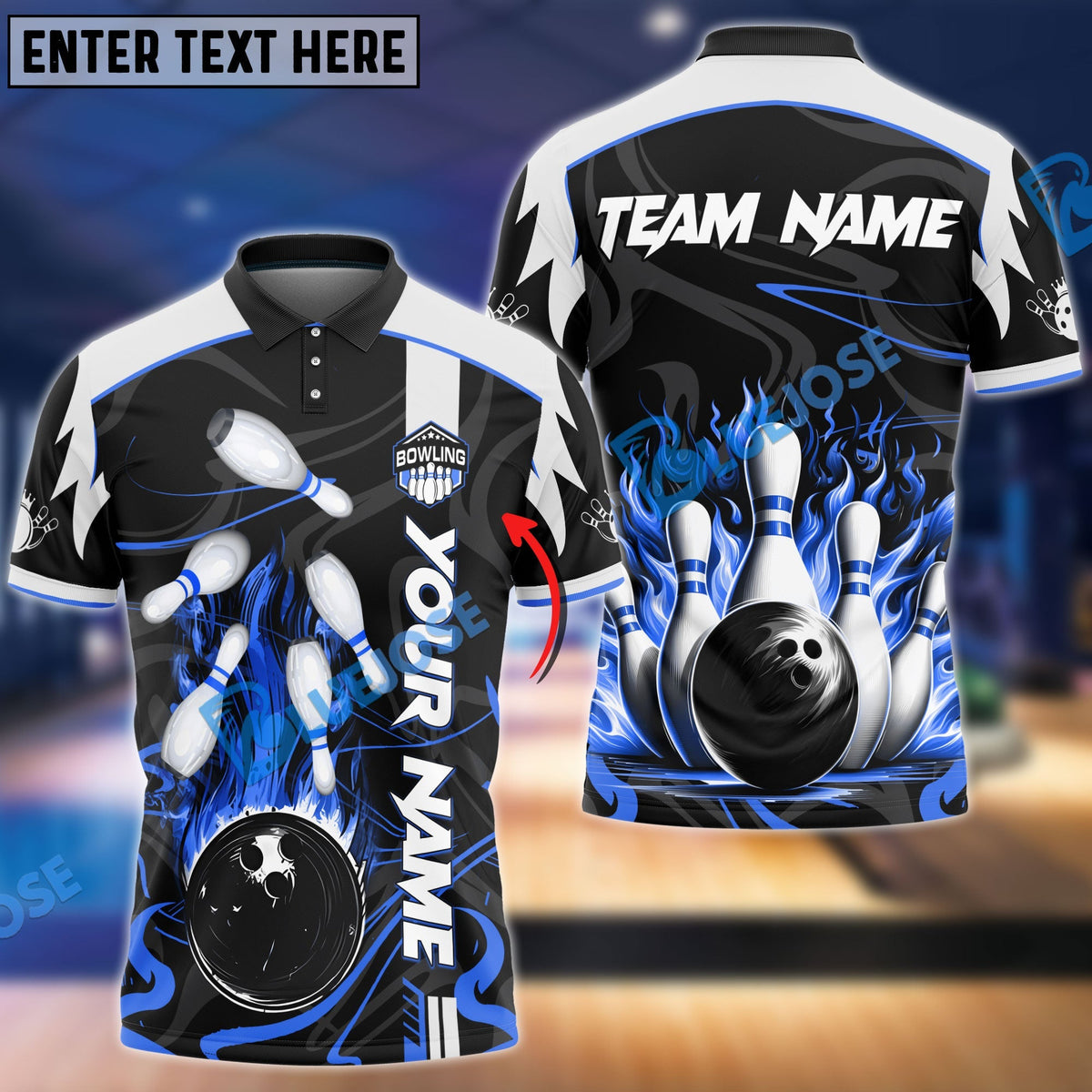 BlueJose Bowling And Pins Vengeful Flame Customized Name 3D Shirt (6 Colors)
