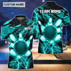 BlueJose Thunder Power Bowling And Pins Personalized Name Team Name 3D Shirt