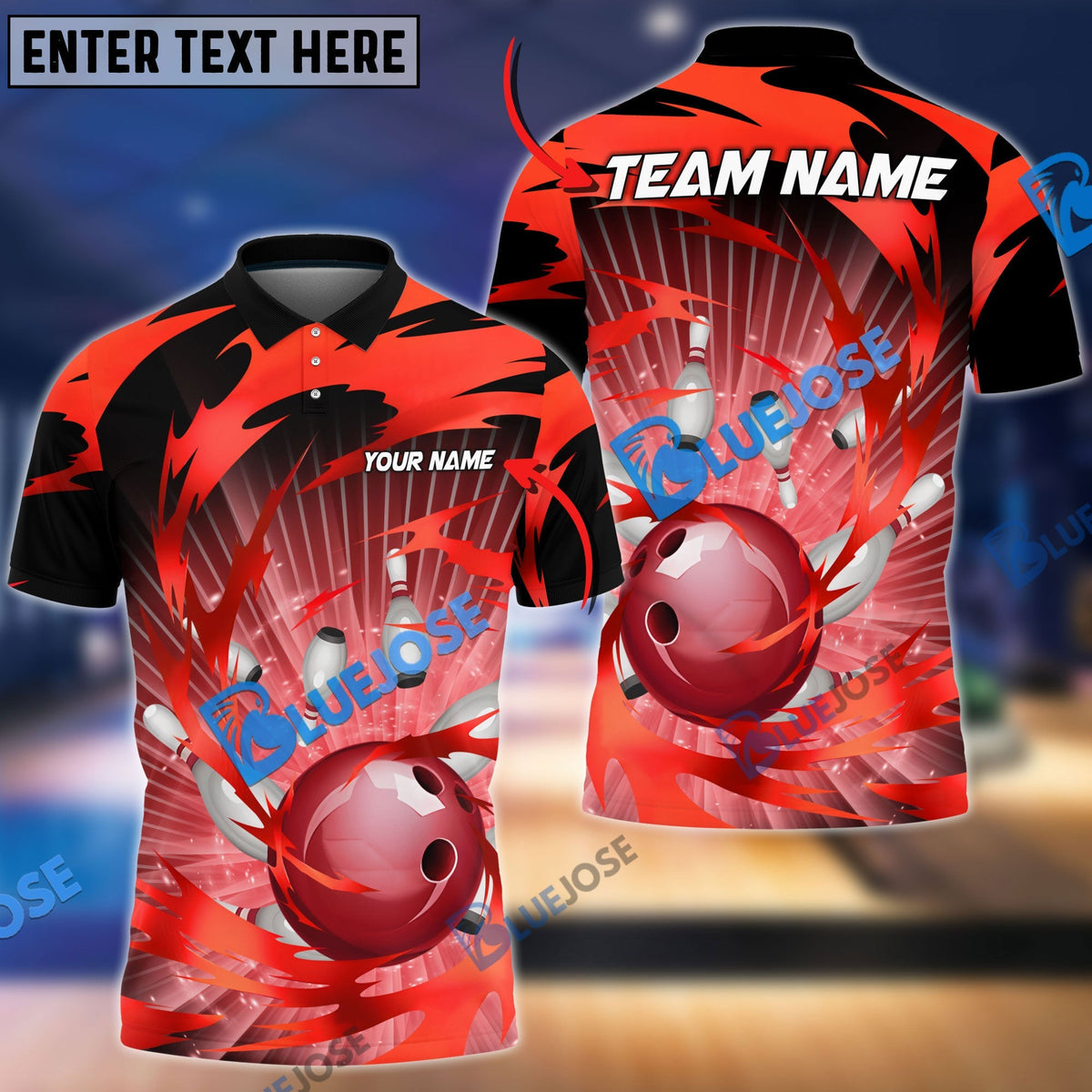 BlueJose Bowling And Pins Tornado Throw Customized Name 3D Shirt ( 5 Colors)