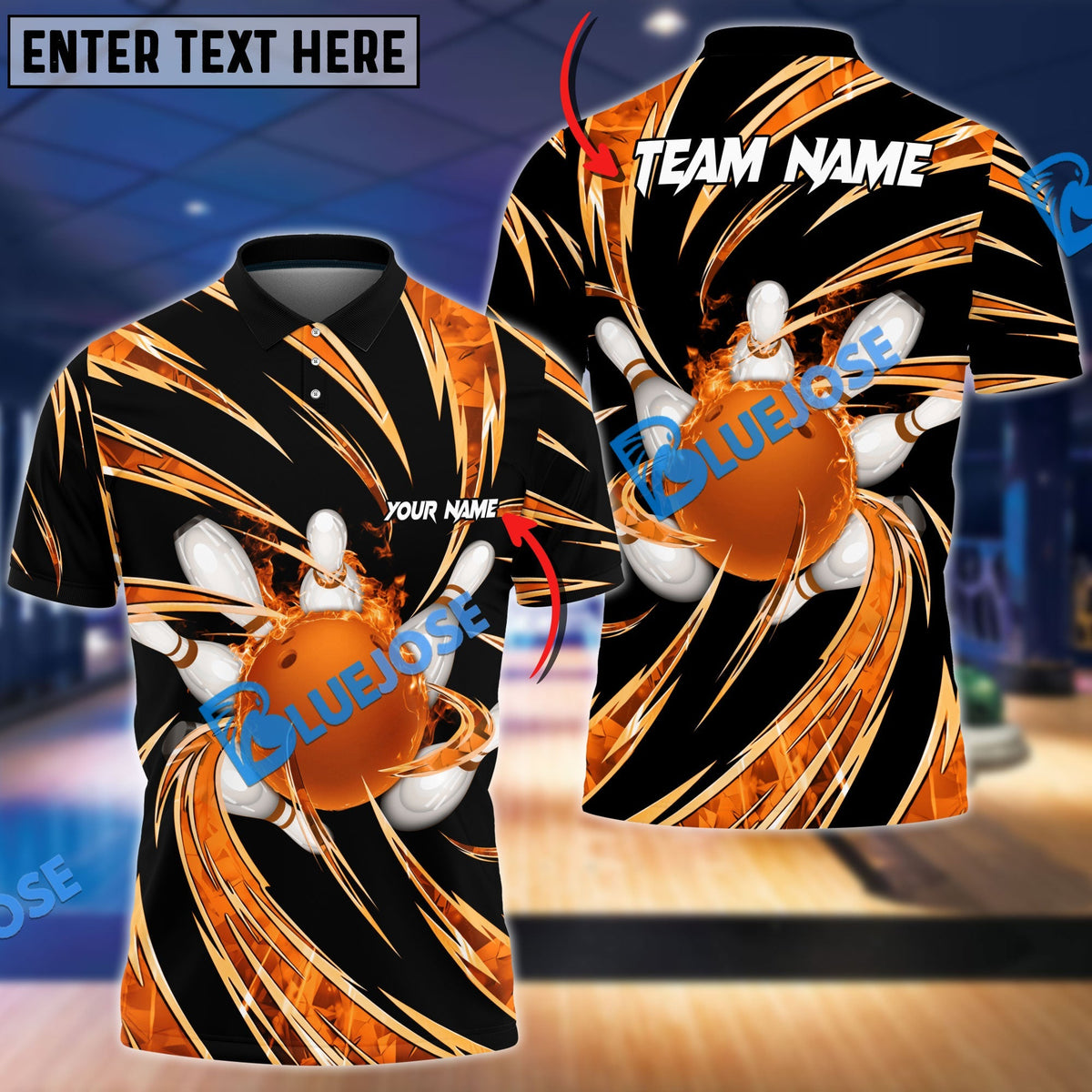 BlueJose Bowling And Pins Super Anemo Aura Customized Name 3D Shirt ( 6 Colors)