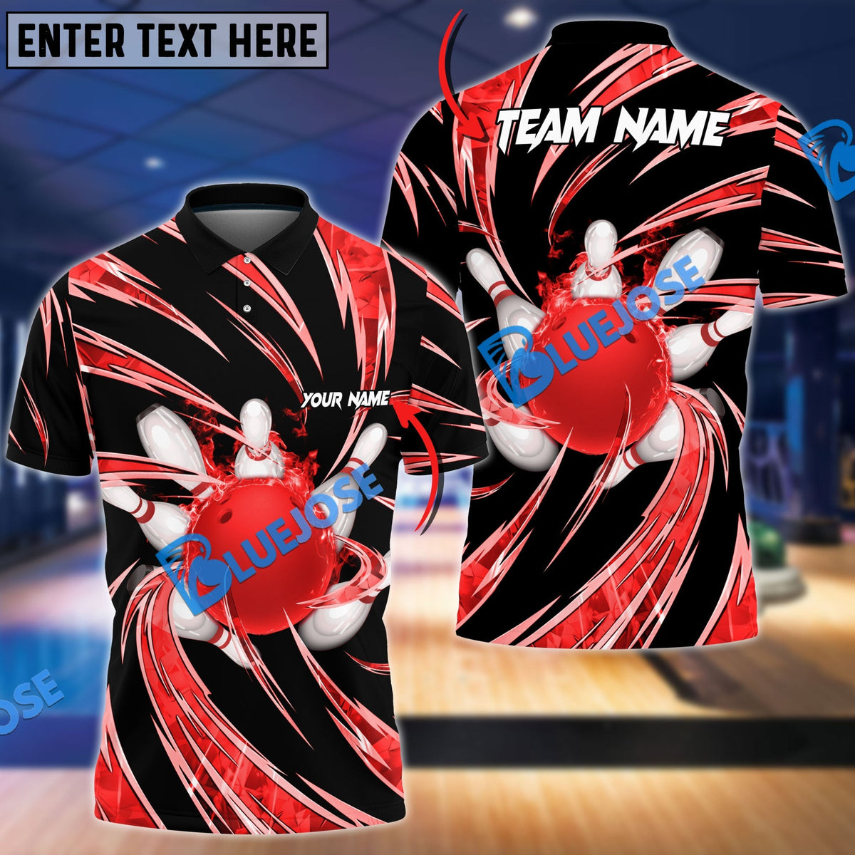 BlueJose Bowling And Pins Super Anemo Aura Customized Name 3D Shirt ( 6 Colors)