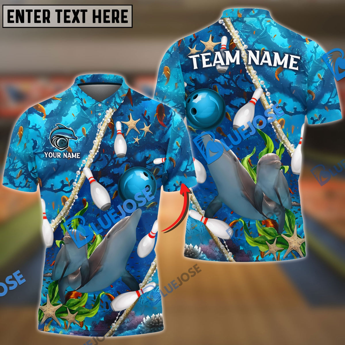 BlueJose Bowling And Pins Dolphin Of The Sea Multicolor Customized Name 3D Shirt
