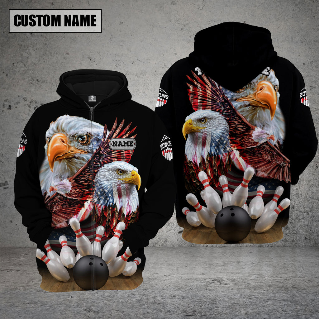 BlueJose Bowling And Pins American Eagles Pride Customized Name And Team Name 3D Shirt