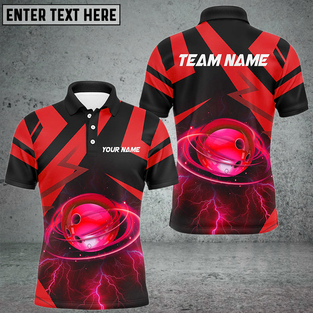 BlueJose Bowling Spinning Lightning Thunder Personalized Name, Team Name Shirt (4 Colors)