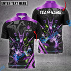 BlueJose Bowling And Pins Thunder Bowl Multicolor Customized Name 3D Shirt ( 4 Colors )